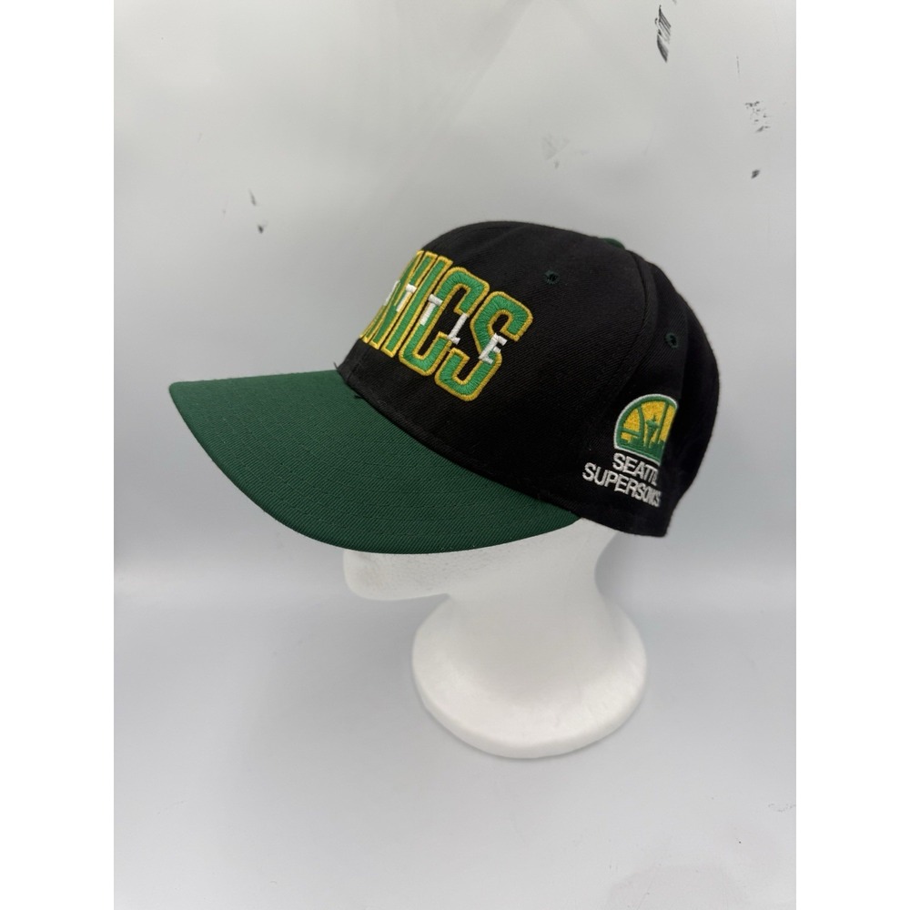 Vintage Seattle Supersonics 90's Snapback Cap NBA  Made In USA Black/Green